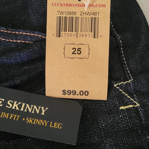 NWT Women's 25/30  Lucky Brand skinny, low rise, slim fit dark denim jeans - Picture 4 of 5